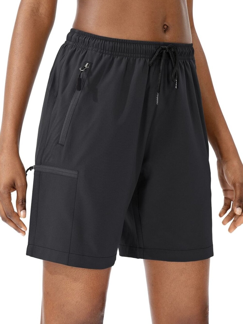 Santiny Women’s Black Cargo Quick Dry Light Weight Hiking Drawstring Shorts‎